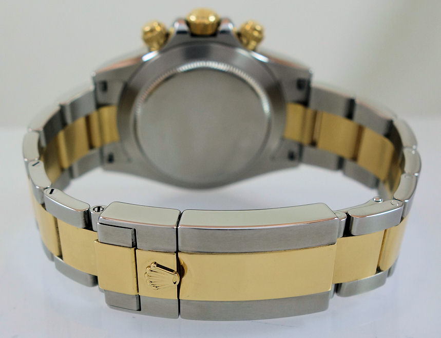 DSC02831 Rolex Daytona 18k Gold & Steel, Blue Arabic dial 116523