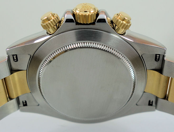 DSC02833 Rolex Daytona 18k Gold & Steel, Blue Arabic dial 116523