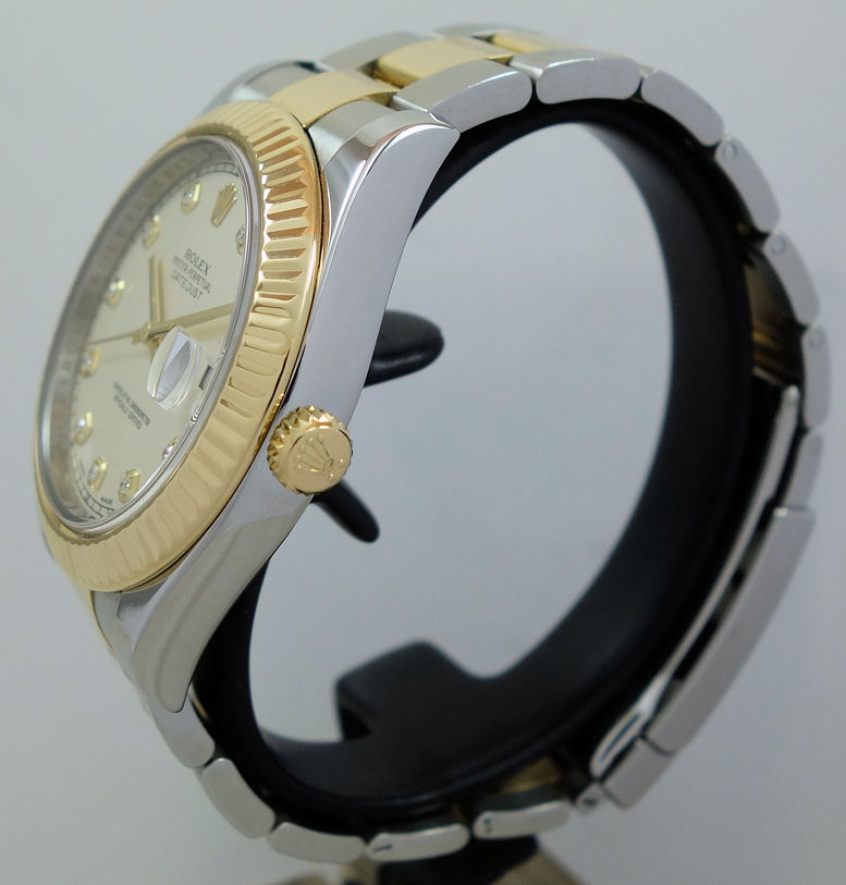 DSC03199 Rolex Datejust II 18k & Steel 41mm, Ivory Diamond-dial 116333 Box & Card