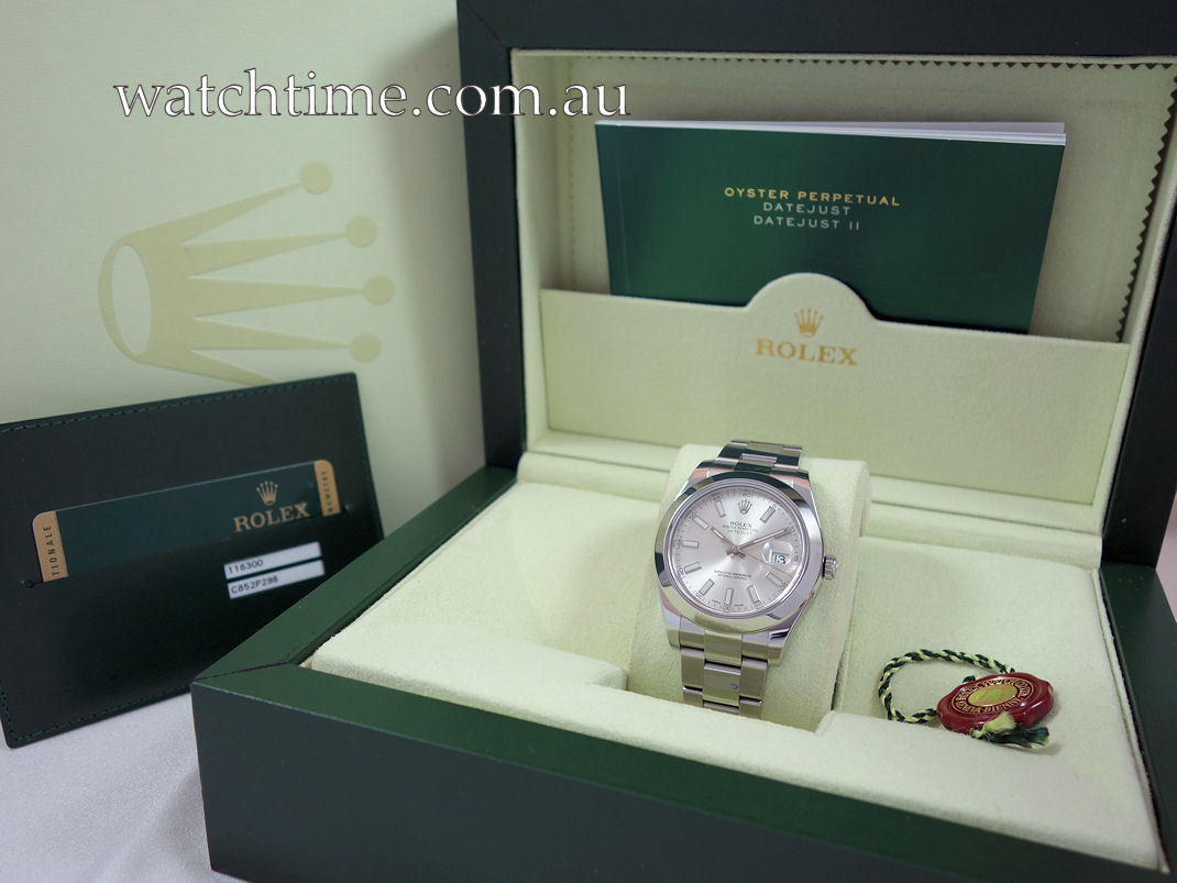 DSC03394 Rolex Datejust II 116300 Silver dial Box & Card 2014