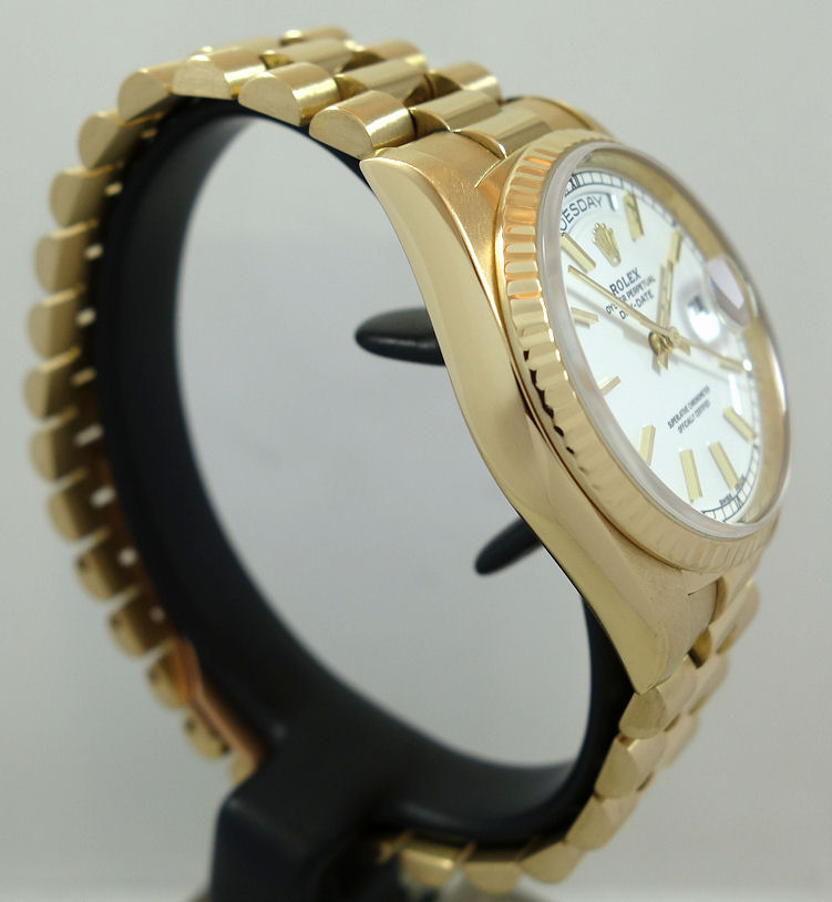 DSC03450 ROLEX President Day-Date 18238 White-Dial 1991 Box & Papers plus Rolex Service