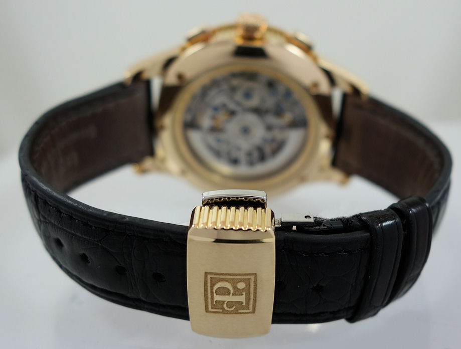 DSC03832 PERRELET GMT Chronograph 18k Rose-Gold, Diamond bezel & Skeleton dial A3007/7