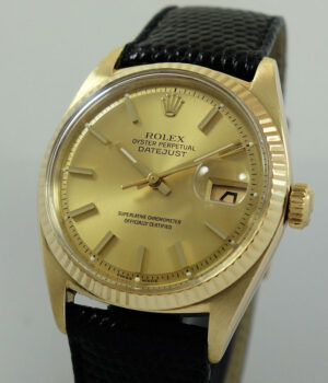 Vintage ROLEX Datejust 36mm Yellow-Gold with fluted-bezel c 1960s