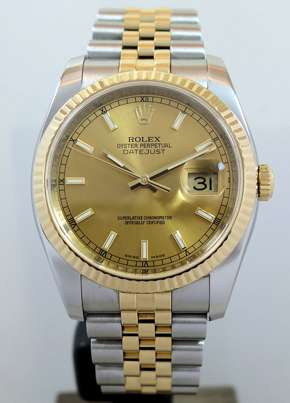 DSC04563 Rolex Datejust 18k & Steel 36mm Jubilee bracelet & Fluted bezel 116233 Box & Card