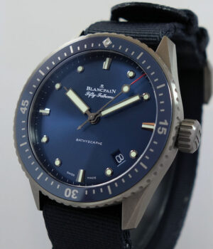 Blancpain Fifty Fathoms Bathyscaphe CERAMIC, Blue dial 5000-0240-O52A Box & Card