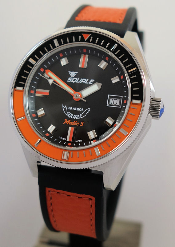 DSC04952 Squale Matic S 39.5mm Steel, Orange Hydroleather MATICBKOBK.RLOR