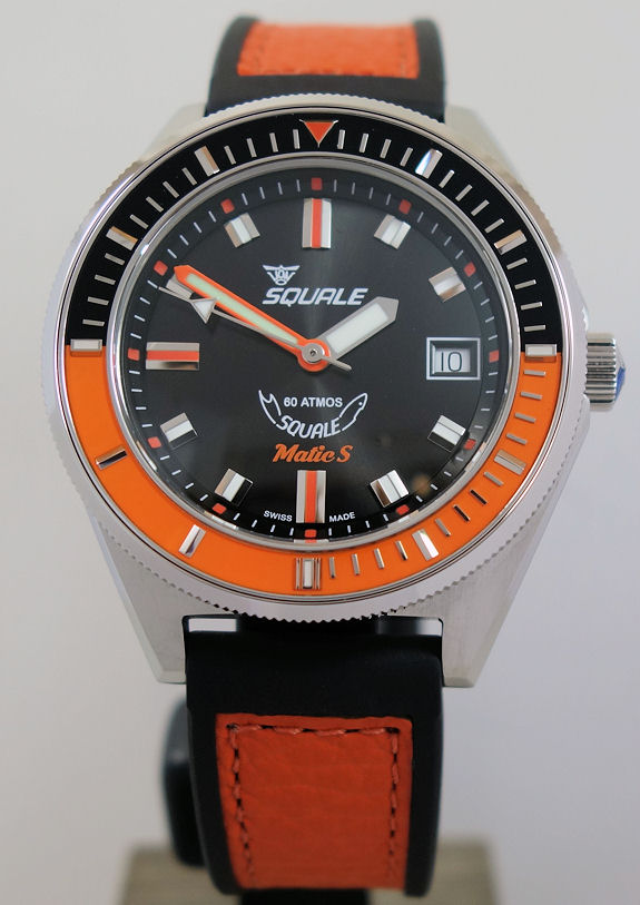 DSC04956 Squale Matic S 39.5mm Steel, Orange Hydroleather MATICBKOBK.RLOR