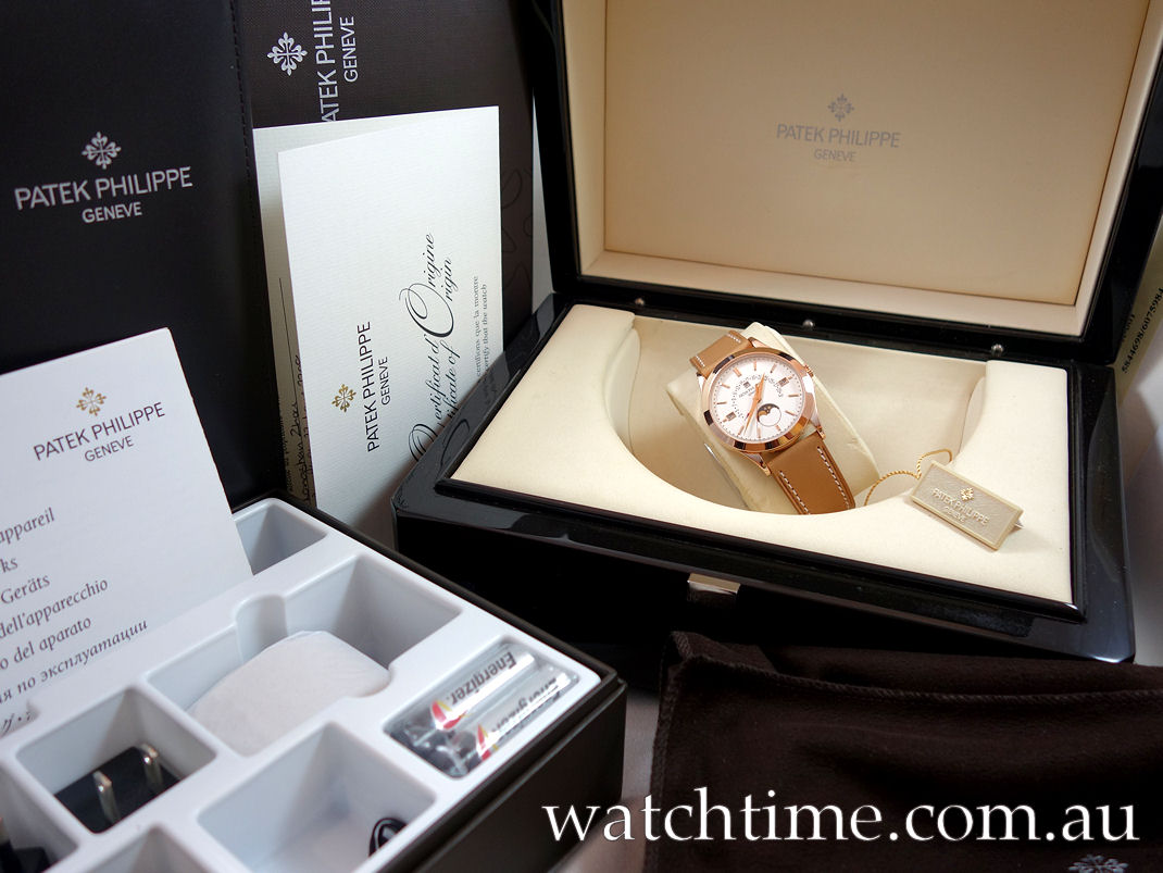 DSC05253 PATEK PHILIPPE 5496R-001 Perpetual Calendar Retrograde Moonphases 18k Rose-Gold Box & Papers