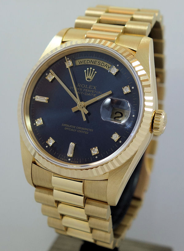 DSC05261 1992 ROLEX 18k President Day-Date 18238 Blue Diamond-dial. Rolex Warranty Papers