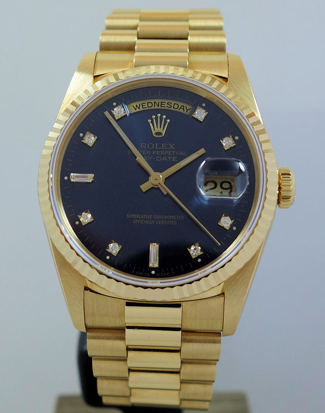 DSC05266 1992 ROLEX 18k President Day-Date 18238 Blue Diamond-dial. Rolex Warranty Papers