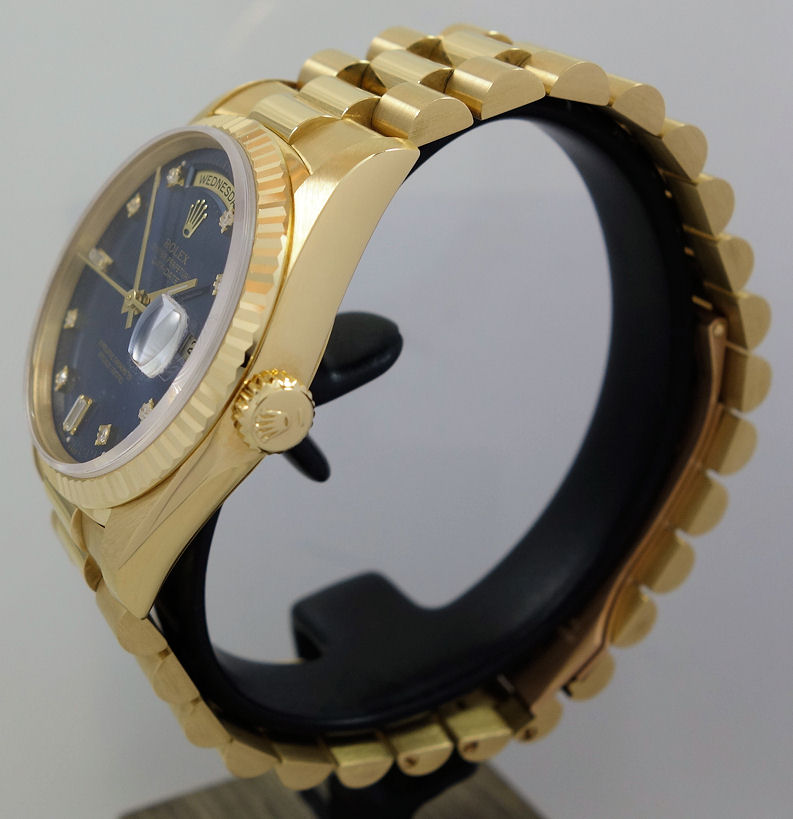 DSC05271 1992 ROLEX 18k President Day-Date 18238 Blue Diamond-dial. Rolex Warranty Papers