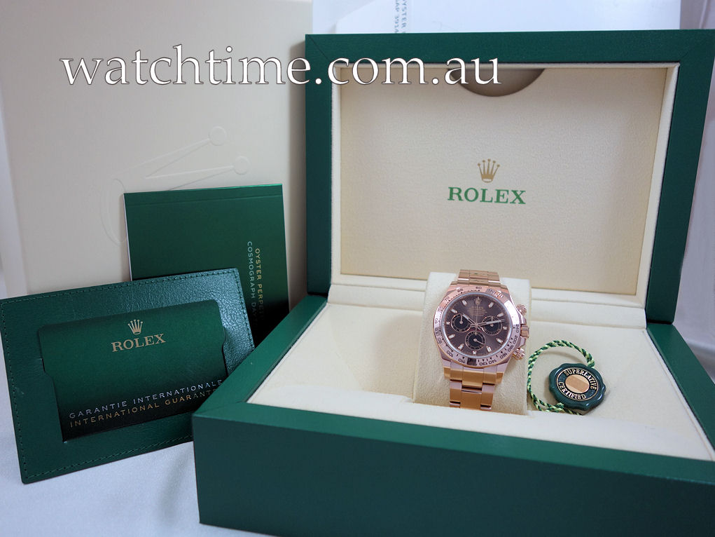 DSC05302 Rolex Daytona 18ct Everose 116505 Chocolate & Black dial 2022 Box & Card