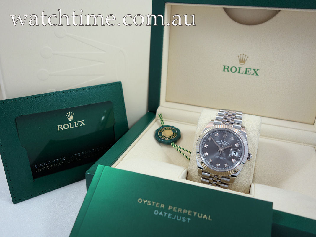 DSC05385 Rolex Datejust 41mm 126334 Rhodium Diamond dial, Fluted bezel, Jubilee bracelet B&C 2024