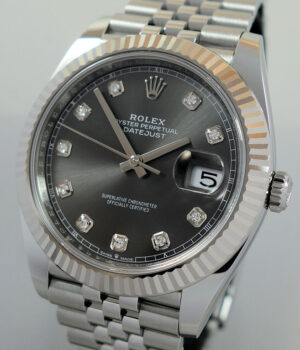 Rolex Datejust 41mm 126334  Rhodium Diamond dial, Fluted bezel, Jubilee bracelet B&C 2024
