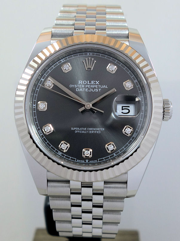 DSC05395 Rolex Datejust 41mm 126334 Rhodium Diamond dial, Fluted bezel, Jubilee bracelet B&C 2024