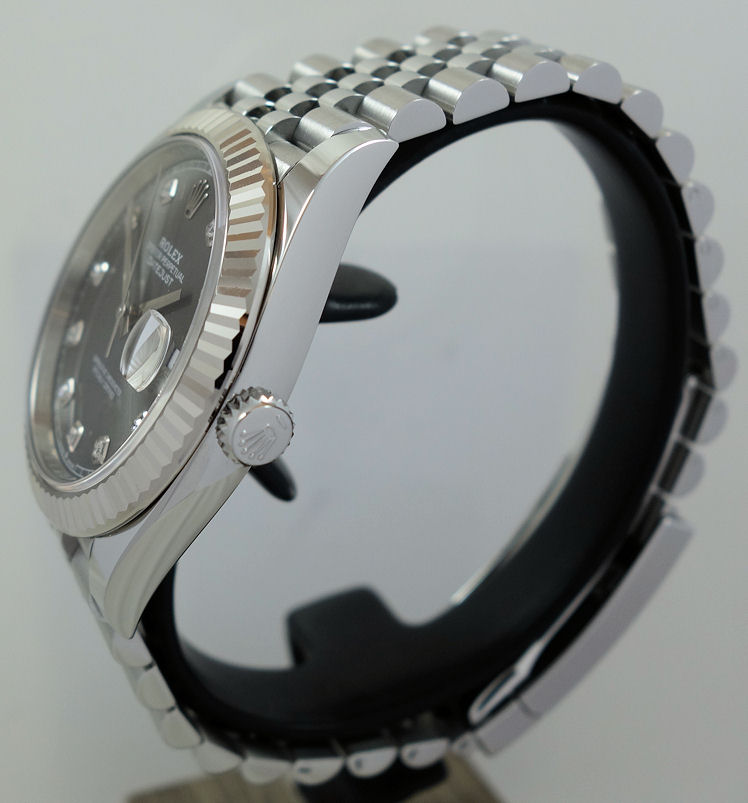 DSC05396 Rolex Datejust 41mm 126334 Rhodium Diamond dial, Fluted bezel, Jubilee bracelet B&C 2024