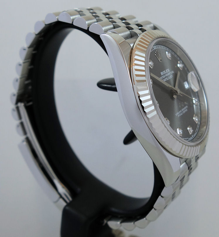 DSC05400 Rolex Datejust 41mm 126334 Rhodium Diamond dial, Fluted bezel, Jubilee bracelet B&C 2024