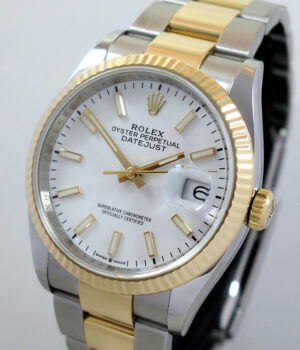 Rolex Datejust 36mm Steel & 18k  White Dial 126233  Box & Card