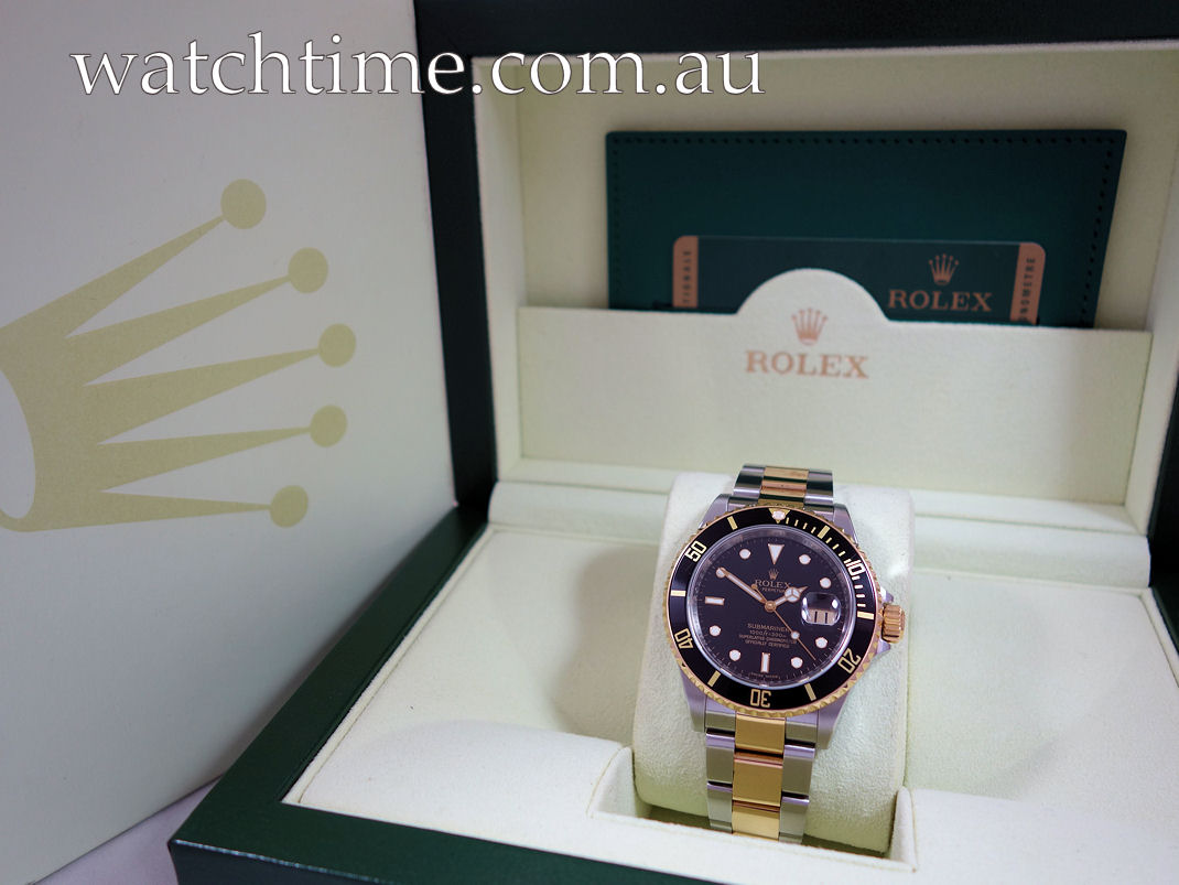 DSC05680 Rolex Submariner 16613 Black-dial 18k & Steel 2008 Box & Card