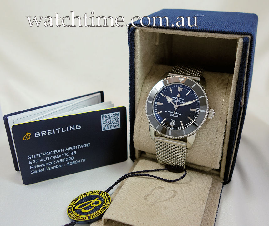 DSC05720 Breitling SUPEROCEAN HÉRITAGE B20 46mm Black-dial on Mesh AB2020 July 2024