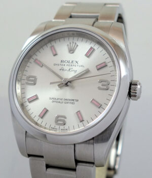 ROLEX Air-King 114200  Silver "Explorer" dial with Pink indexes