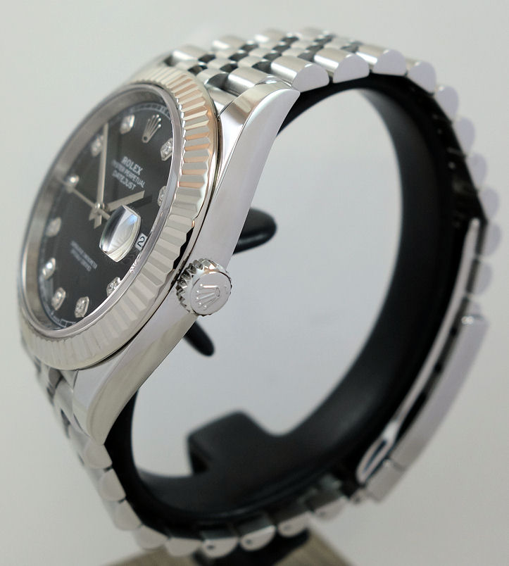 DSC05798 Rolex Datejust 41 Black Diamond dial, Jubilee & White-Gold bezel 126334 Box & Card
