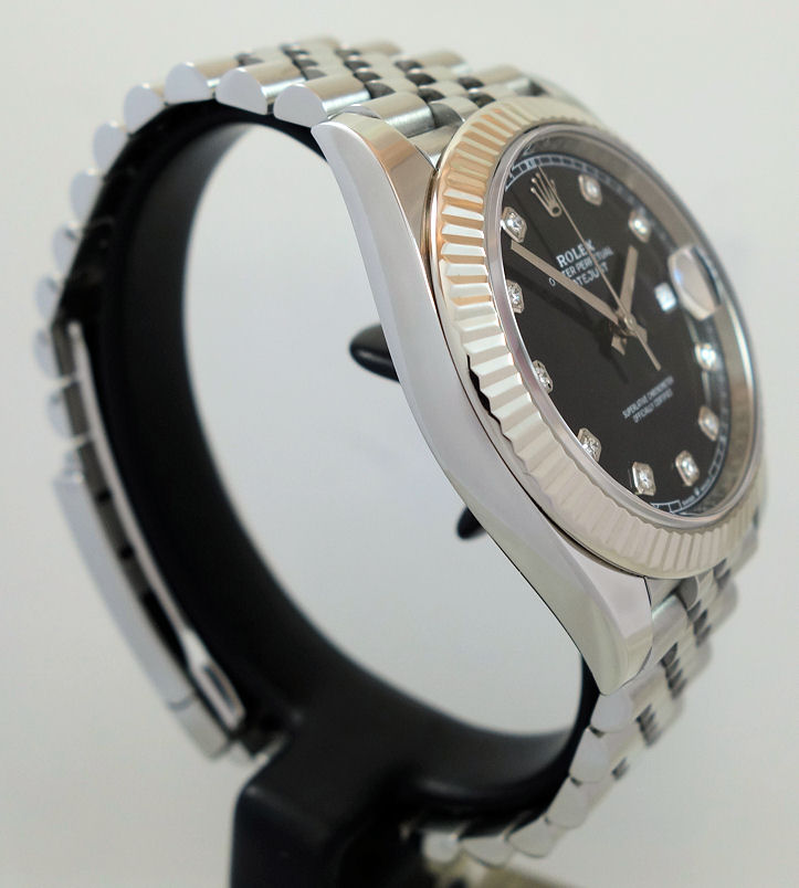 DSC05800 Rolex Datejust 41 Black Diamond dial, Jubilee & White-Gold bezel 126334 Box & Card