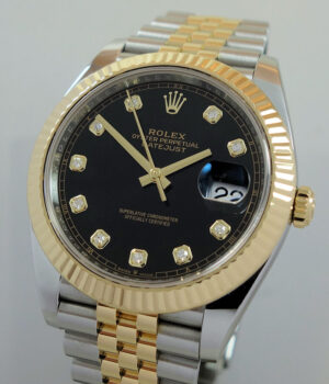 ROLEX Datejust 41mm 18k Gold & Steel, Black Diamond-dial  126333  Box & Card 2024