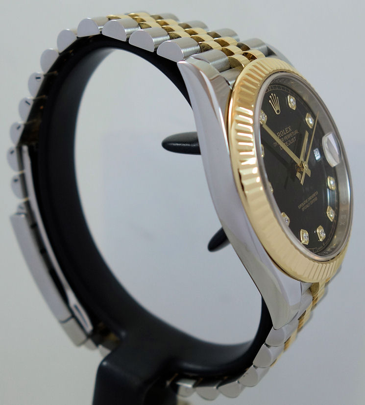 DSC05841 ROLEX Datejust 41mm 18k Gold & Steel, Black Diamond-dial 126333 Box & Card 2024