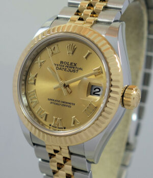Rolex Lady-Datejust 279173 Gold Roman-dial 28mm Jubilee bracelet, Fluted bezel