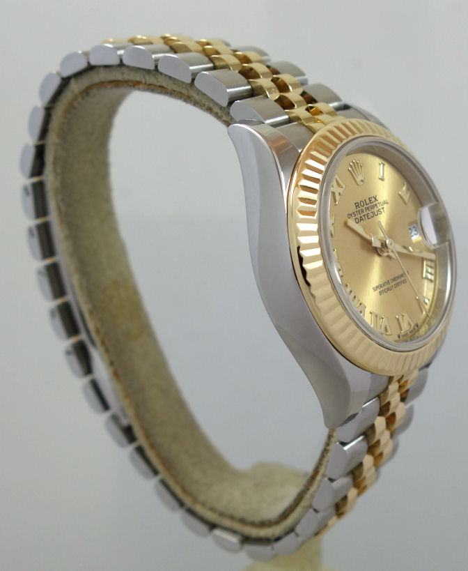DSC05908 Rolex Lady-Datejust 279173 Gold Roman-dial 28mm Jubilee bracelet, Fluted bezel