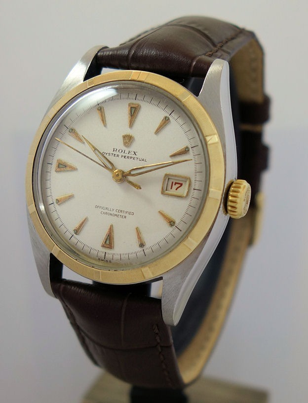 DSC08319 Vintage 1952 ROLEX Datejust 36 "Ovettone" Gold & Steel 6105