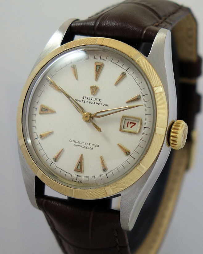 DSC08320 Vintage 1952 ROLEX Datejust 36 "Ovettone" Gold & Steel 6105