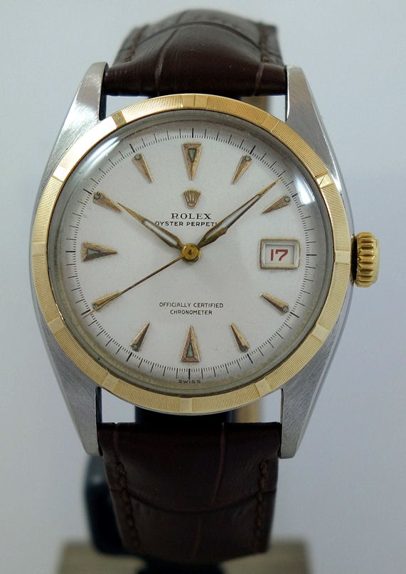 DSC08323 Vintage 1952 ROLEX Datejust 36 "Ovettone" Gold & Steel 6105