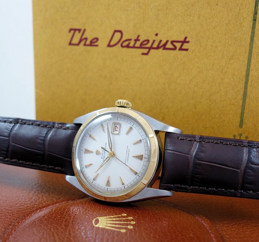 DSC08339 Vintage 1952 ROLEX Datejust 36 "Ovettone" Gold & Steel 6105