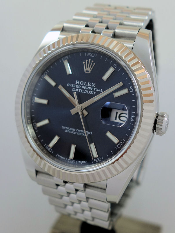 DSC06426 Rolex Datejust 41 Blue dial, White-Gold bezel, Jubilee bracelet 126334 Box & Card