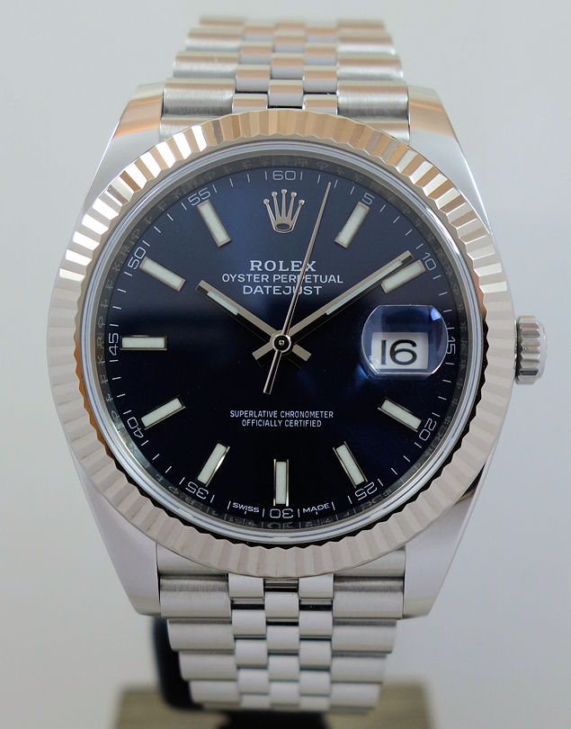DSC06434 Rolex Datejust 41 Blue dial, White-Gold bezel, Jubilee bracelet 126334 Box & Card