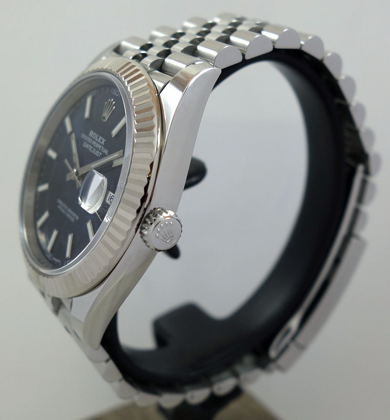 DSC06436 Rolex Datejust 41 Blue dial, White-Gold bezel, Jubilee bracelet 126334 Box & Card