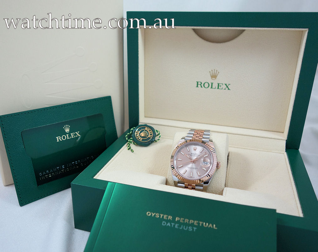 DSC06719 Rolex Datejust 41 Everose & Steel Jubilee Sundust dial 126331 Box & Card 2023