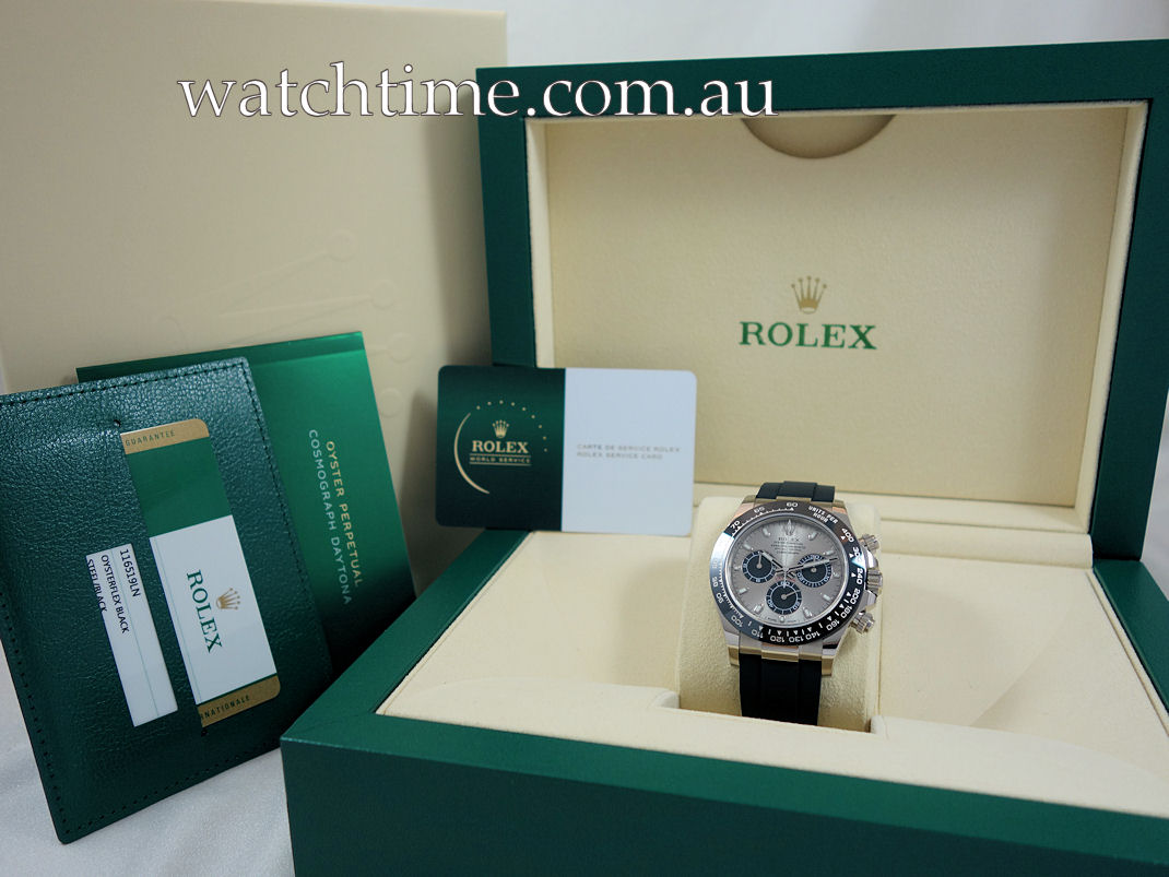DSC06856 Rolex Cosmograph Daytona 116519LN 18k White-Gold Oysterflex Box & Card Full Rolex Service