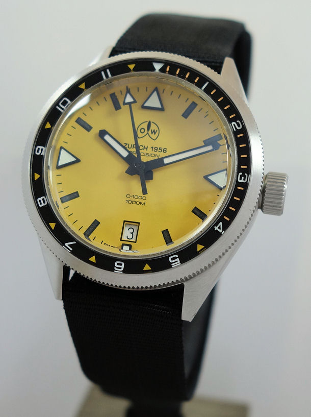 DSC06905 OW Ollech & Wajs C-1000 Y Steel 40mm Yellow-dial Swiss Automatic