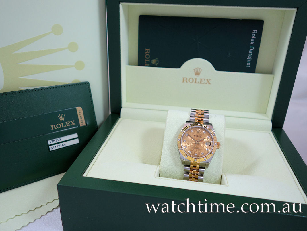 DSC07050 Rolex Datejust 31mm 18k Y/Gold & Steel, FACTORY Diamond Dial & Bezel 178313 **UNUSED**