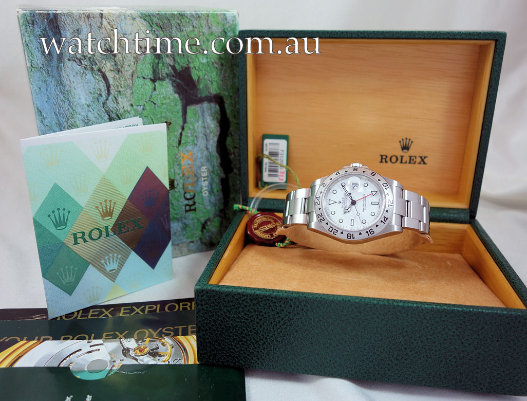 DSC07202 Rolex Explorer II 16570 POLAR White-dial 2005 Full Set!