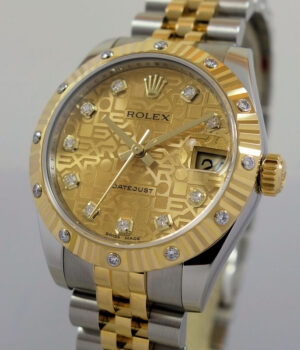 Rolex Datejust 31mm 18k Y/Gold & Steel, FACTORY Diamond Dial & Bezel 178313 **UNUSED**