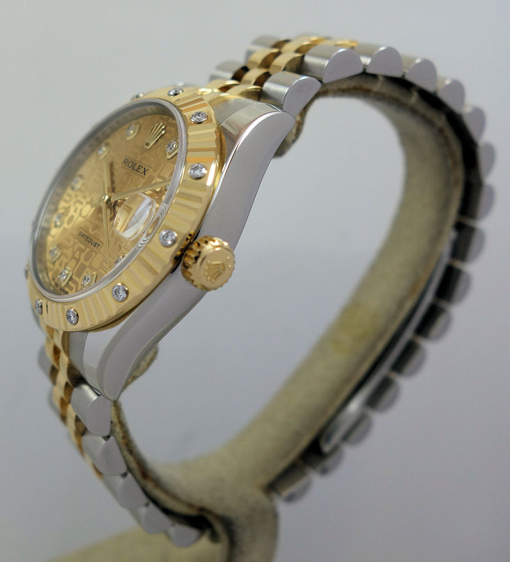 DSC07252 Rolex Datejust 31mm 18k Y/Gold & Steel, FACTORY Diamond Dial & Bezel 178313 **UNUSED**