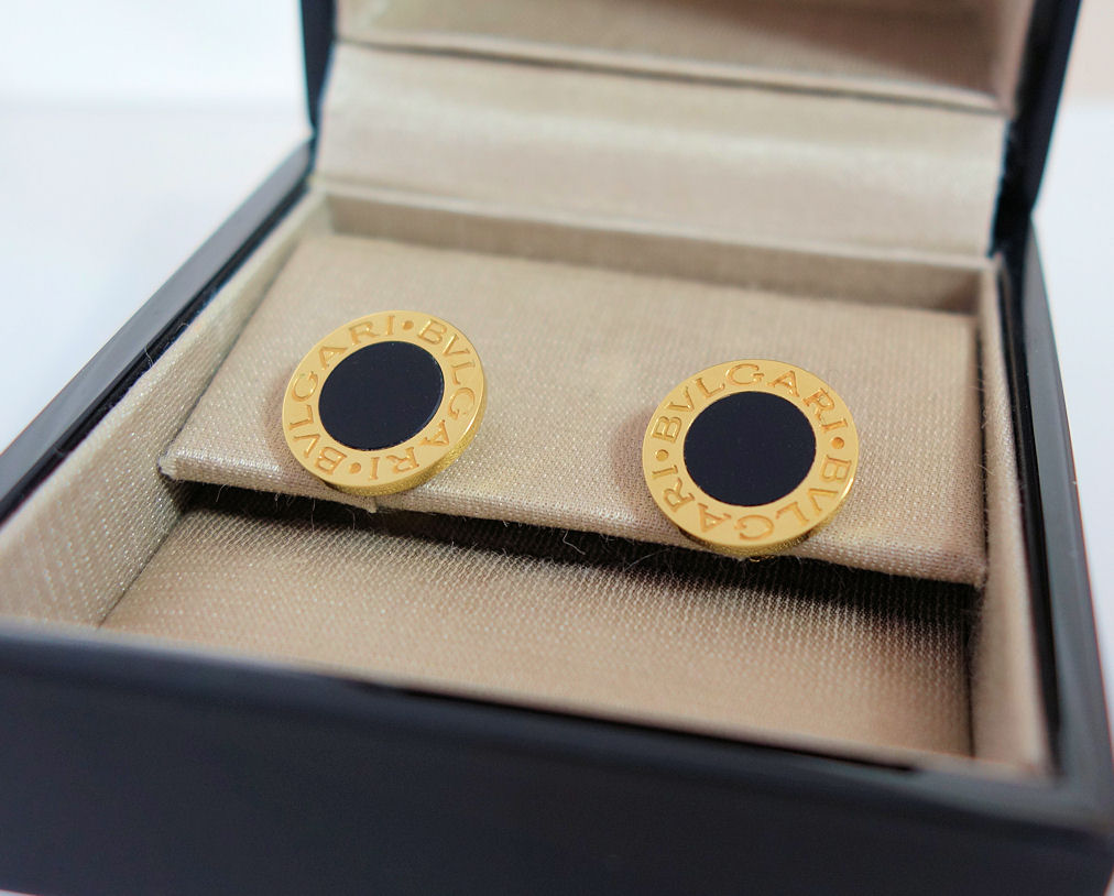 DSC07309 Bvlgari Bvlgari Earrings 18k Yellow-Gold & Black Oynx Studs