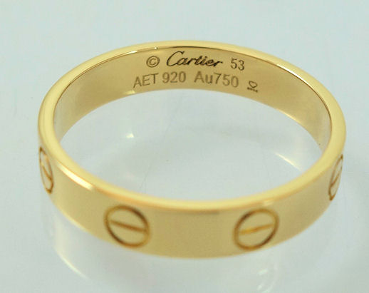 DSC07324 CARTIER LOVE Ring 18k Yellow-Gold Mini / Small B4085053 Box & Papers Size 53