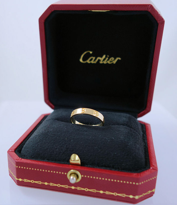 DSC07326 CARTIER LOVE Ring 18k Yellow-Gold Mini / Small B4085053 Box & Papers Size 53