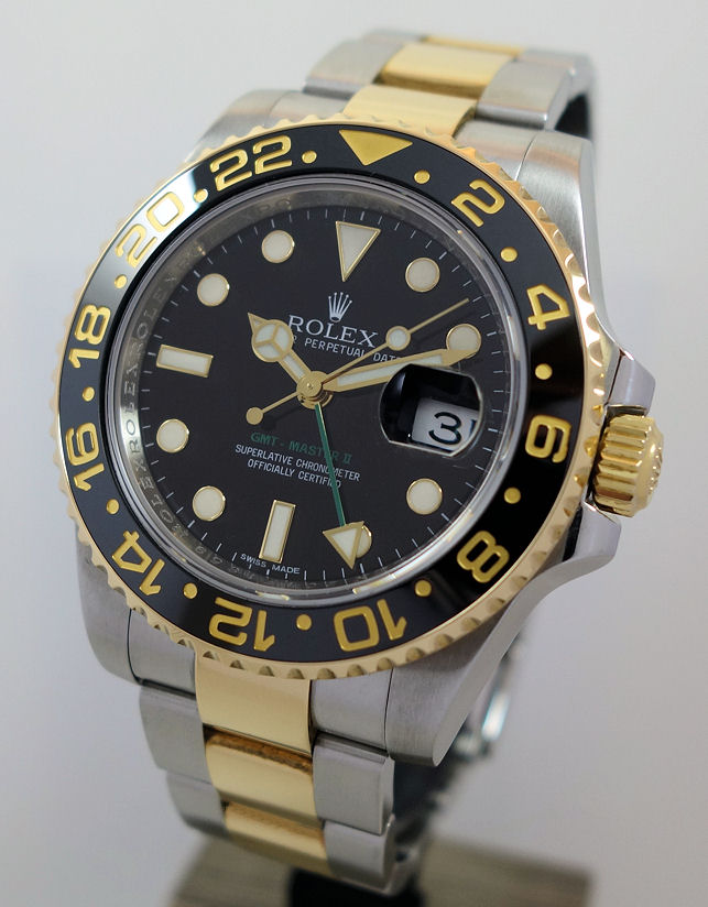 DSC07383 Rolex GMT Master II 18k Yellow-Gold & Steel 116713LN Box & Card 2011