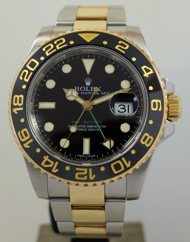 DSC07386 Rolex GMT Master II 18k Yellow-Gold & Steel 116713LN Box & Card 2011